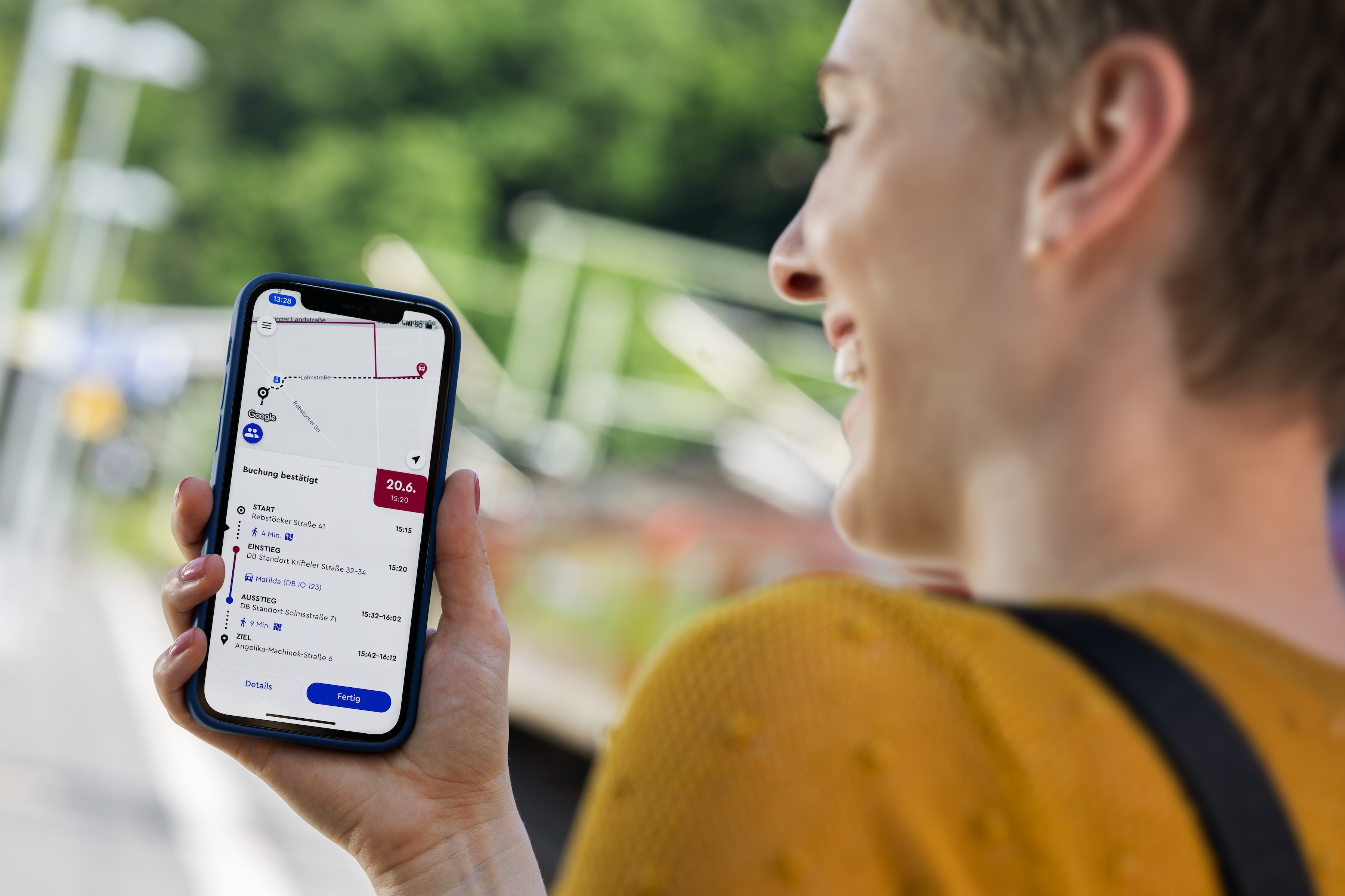 Passenger booking a on-demand ride with ioki